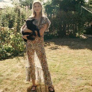 Doen Corina silk maxi dress gown Alice floral - S